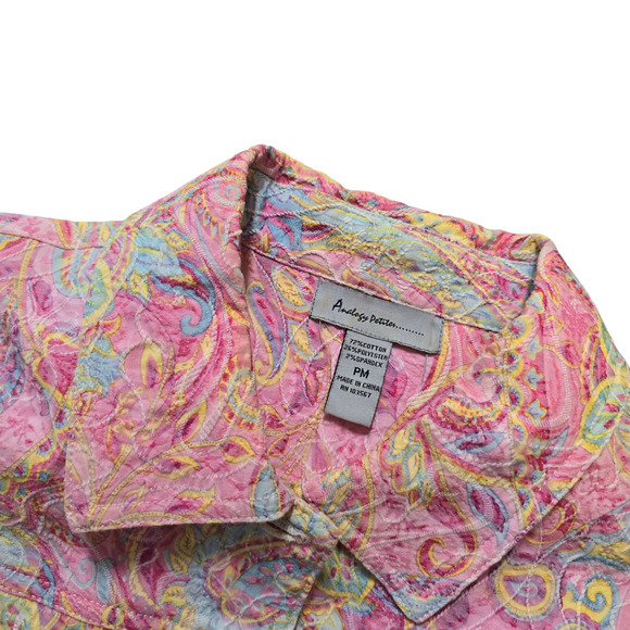 Y2K Analogy Jacket Size Petite Medium Paisley Pink Floral pastel - Picture 4 of 7